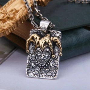 Collana Ciondolo Argento Gioielli Moda Oro Wild Joker Poker Poker Tag Cane Argento 1-92 - Foto 1 di 5