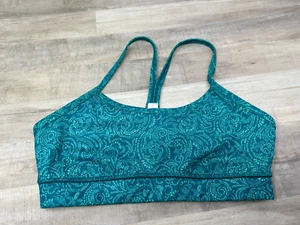 Lululemon Sports Bra Size 4 Flow Y IV ~ Foli Manifesto Bali Breeze Tofino Teal - Picture 1 of 7