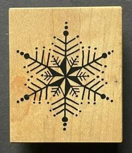 Six Point Snowflake Winter Season Symbol PSX E1809 Wood Rubber Stamp - Picture 1 of 5