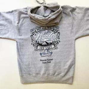 Vintage 90s Peace Frogs Hoodie Natural Tunnel State Park Gray Full Zip Jacket - Picture 1 of 6