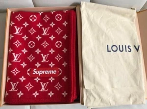 Louis Vuitton × Supreme Blanket Wool Cashmere MP1884 W55.1"xH70.1" New No Tags - Picture 1 of 6