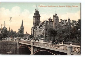 Postal Edificios del Parlamento Puente Sappers Ottawa Canadá principios de 1900 V&S - Imagen 1 de 2
