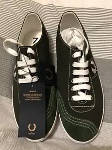 Zapatos de salón de lona Fred Perry para hombre verde caza ENVÍO GRATUITO nuevos con etiquetas ÚLTIMO PAR - Imagen 1 de 11