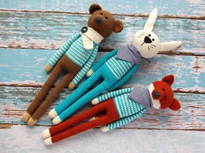 Uncinetto animale della foresta uncinetto orso volpe rossa morbido coniglietto animali del bosco - Foto 1 di 11