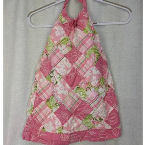 Vestido Halter Rosa Verde Sol Verde Acolchado Janie and Jack Patchwork 5T - Imagen 1 de 6