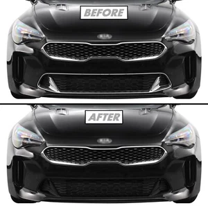 Superposición de vinilo cromado Delete Blackout para Kia Stinger GT 2018-23 labio inferior delantero - Imagen 1 de 5