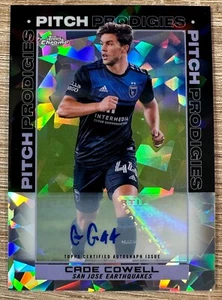 CADE COWELL 2021 TOPPS CHROME MLS SAPPHIRE PITCH PRODIGIES SP AUTO #194 SAN JOSE - Picture 1 of 2