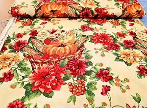 Harvest Bounty Cotton Fabric Fall Pumpkins Michael Miller  By the Yard   - Picture 1 of 2