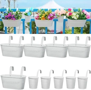 10 Pcs Hanging Planter Railing Planter Box Metal Iron Window Boxes Planters for - Picture 1 of 6