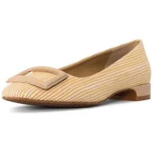 Nydj Women's Baran Ballerina Flat Raffia Upper Block Heel Size 5M, NATURAL - Picture 1 of 6