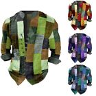 Patchwork Colourful Stonewashed Grandad Shirt Festival Hippie Clothing Top
