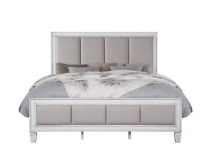 Katia Light Gray Linen, Rustic Gray & Weathered White Finish E. King Bed - Picture 1 of 6