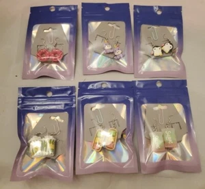 Popcorn Penguin Unicorn Cookie Donuts & Candy Lot Of 6 Handmade Novelty Earrings - Imagen 1 de 4