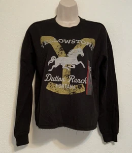 Yellowstone Dutton Ranch Womens Black Cropped Crewneck Sweatshirt Size XS - Picture 1 of 3