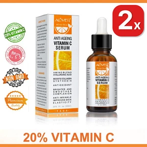 2X 20% Vitamin C Serum 100% Hyaluronic Acid Anti Ageing Aging Wrinkle Collagen - Picture 1 of 12