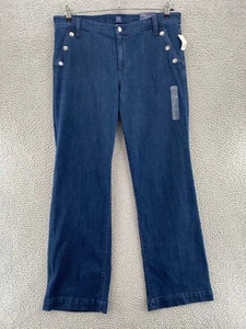 Gap Jeans Damen 33 Blau Dark Wash Denim Wide Leg Stretch Maritim Freizeit Neu mit Etikett - Bild 1 von 12