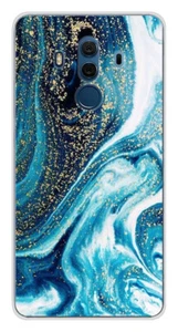 Coque en silicone imprimée compatible Huawei Mate 10 Pro Marbre Bleu Pailleté - Picture 1 of 3