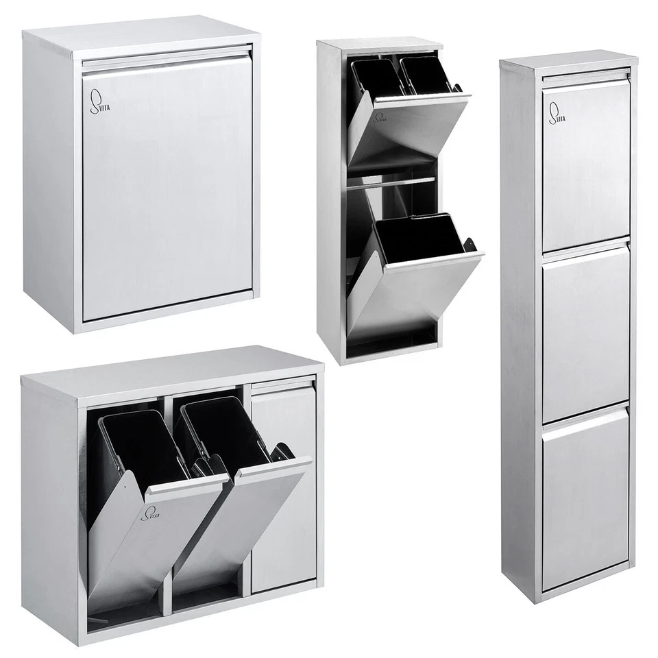 SVITA Mülleimer Edelstahl Abfalleimer Trennsystem Mülltrennung silber weiß grau - Bild 1 von 1