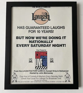 Vintage Laugh Factory Hollywood Comedy Club Framed Ad Art Poster 8x10 Mulrooney - Picture 1 of 5