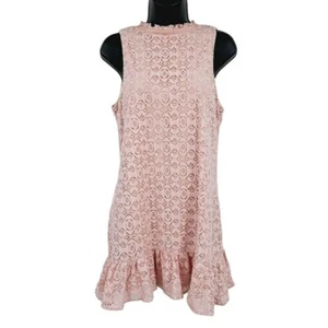Mini Vestido Chelsea Violeta Cintura Caída M Rubor Rosa Volantes Dobladillo Floral Encaje Tanque - Imagen 1 de 13