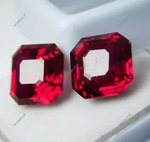 Coppia di pietre preziose sciolte 18 ct AA + qualità rubino rosso taglio quadrato naturale CERTIFICATA - Foto 1 di 6