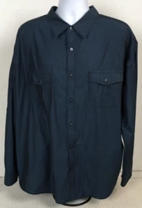 Michael Brandon Button Down Shirt Men Size 3XL Dark Blue Pockets Long Sleeves - Picture 1 of 12
