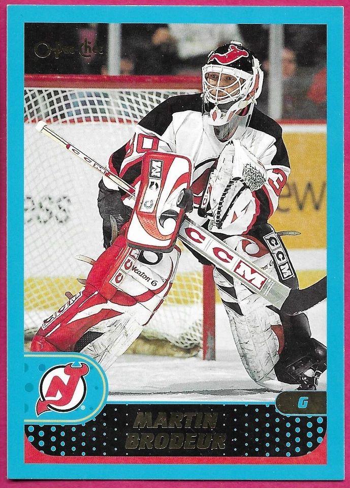 2001-02 O-Pee-Chee OPC NHL Hockey MARTIN BRODEUR #3 OF 8 Oversize 3X5 Jumbo Card - Image 1 of 2