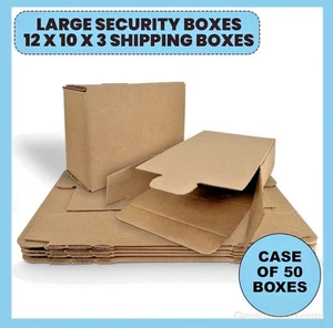 50 Pieces 10" x 3" x 12.5" Corrugated Security Mailer Shipping Box - Picture 1 of 24