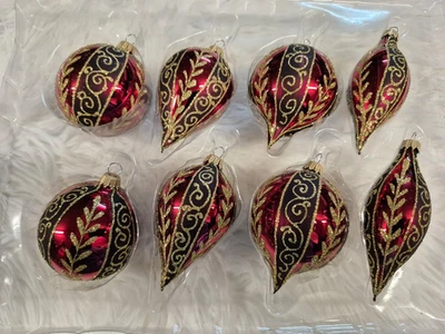 Zapfen Christbaumkugeln Weihnachtskugel Christbaumschmuck Krebs Lauscha bordeaux - Bild 1 von 4