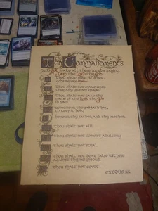 beautifully calligraphed rendition of The Ten Commandments, 14x11" - Picture 1 of 1