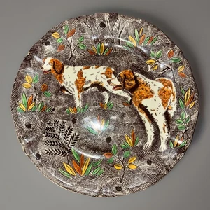 Plato decorativo principal de almuerzo/postre GIEN FRANCE Peint PERROS DE CAZA/paniels - Imagen 1 de 8