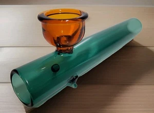 4.75" Inch Glass Steamroller Style Smoking Pipe Amber Green Free Screens - Picture 1 of 6