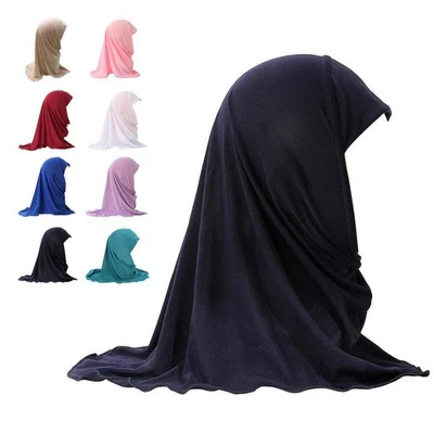 MARKENLOS Muslimische Mädchen Kind Hijab Reine Farbe Kopftuch Kopfbedeck'`, Turban V5D0