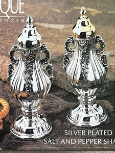 Shaker sale e pepe placcato argento XX secolo barocco di Godinger sigillato NOS - Foto 1 di 4