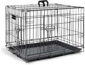 42 INCH Heavy Duty Dog Crate – Black Metal Folding Cage with Dual Doors - Picture 1 of 7