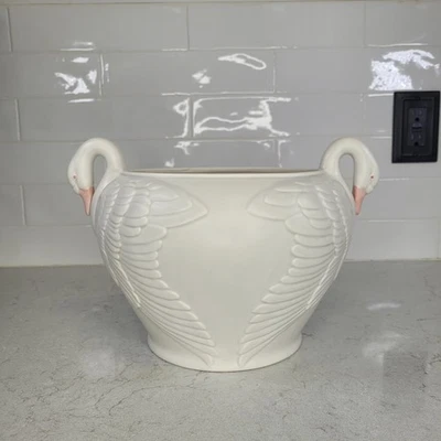 复古 Fitz & Floyd Swan Cachepot 种植中心件 1985 日本 — 第 1/4 张图片