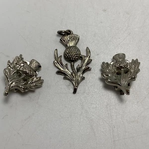 Dawson Bowman Distel Charm und Ohrclips Schottland gemarkt DB-B14A - Bild 1 von 11