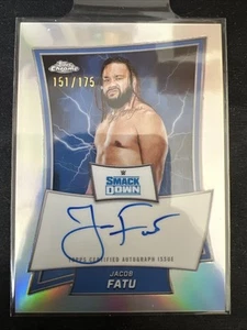 Topps Chrome WWE SmackDown Jacob Fatu /175 On Card Autograph Auto #BBA-JAC - Zdjęcie 1 z 2