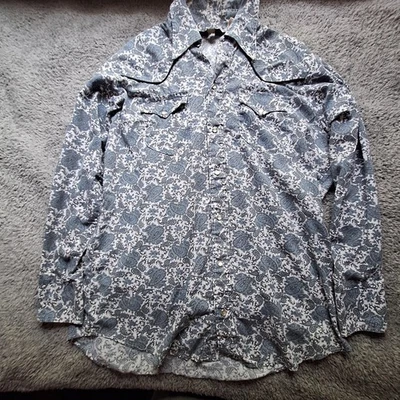 Винтажная мужская большая бумажная тонкая ковбойская рубашка с узором пейсли родео 90-е - Изображение 1 из 4