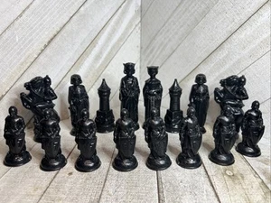 ANRI Medieval Chess Set - Complete Black Side Only - 16 Pieces - Italy Plastic - Picture 1 of 8
