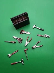Mini Doll House Wood Tote Toolbox with Tools - Picture 1 of 6