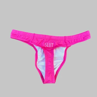 Tanga de banho masculina bordada personalizada SLUT rosa - Imagem 1 de 4