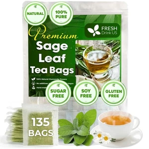 FreshDrinkUS Premium 135 Salbeiblatt Teebeutel, 100% natürlich & 135 Beutel  - Bild 1 von 9