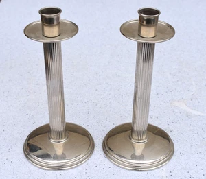 Paar gebrauchte Kerzenständer, komplett versilbert, 7 3/8" HT. (CU271) Kelch Co - Bild 1 von 8