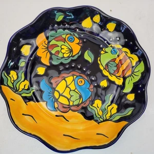 Mexikanische Talavera Keramik Keramik Servierschale Fisch handbemalt Volkskunst - Bild 1 von 4