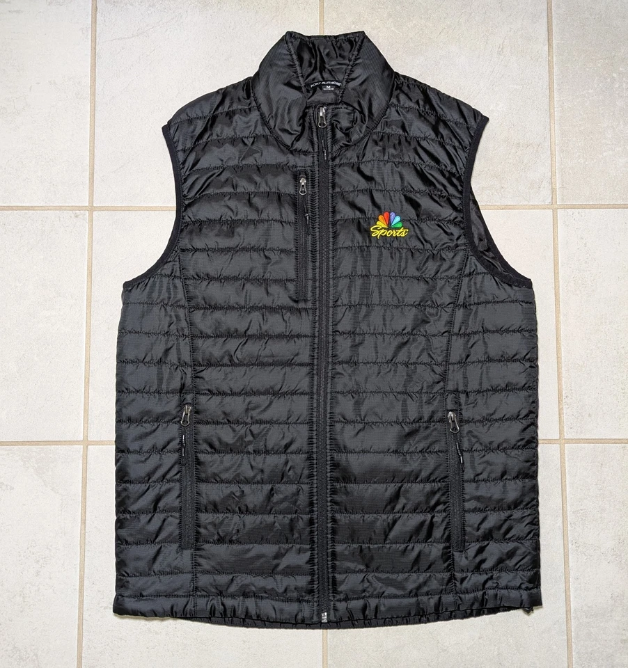 NBC Sports Men's Medium Port Authority Puffer Vest Black Full Zip Pockets - Image 1 of 4