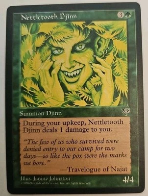 MTG Magic The Gathering Card Nettletooth Djinn Summon Djinn Green Mirage 1996 - Image 1 of 2