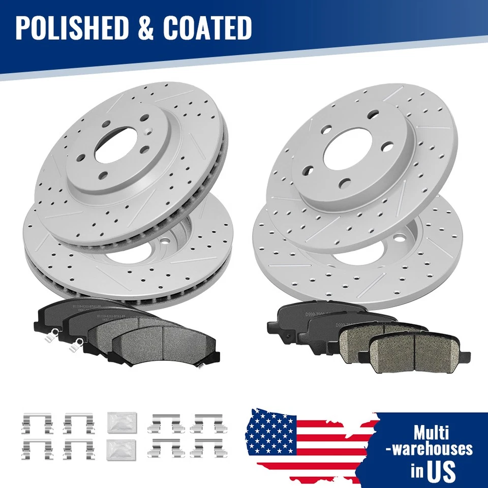 Rotores de disco de freno delanteros traseros y pastillas de cerámica para Chevrolet Impala 2011 2012 2013 Foto 1 de 4