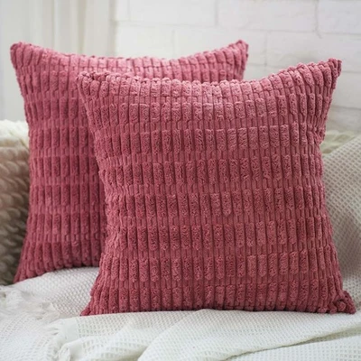 Par de fundas de almohada pana chenilla maíz rayas 20x20 morera, rosa malva S9 Foto 1 de 3