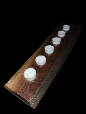 Soporte de luz de té de madera de nogal Foto 1 de 4